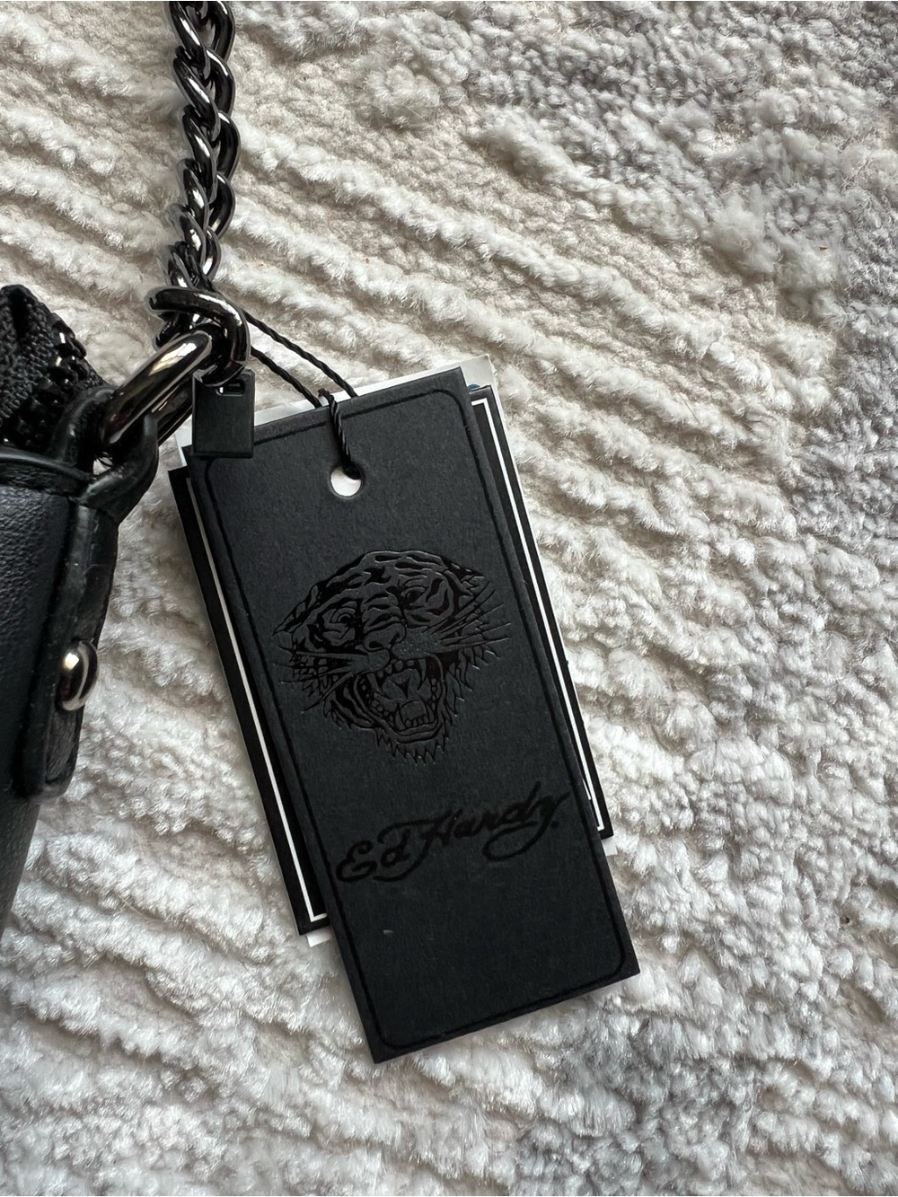 Ed Hardy Black Shoulder Bag with Red Logo Accent - Picture 2 of 6